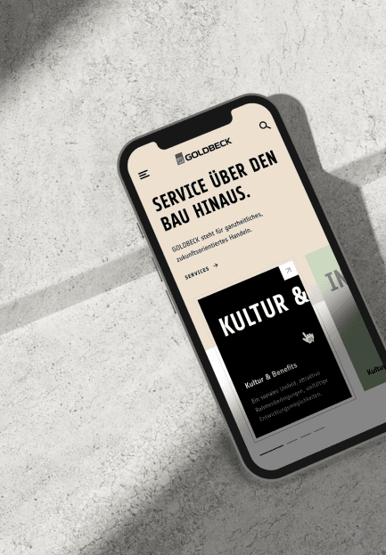 &why: GBK - iPhone mockup of goldbeck.de website