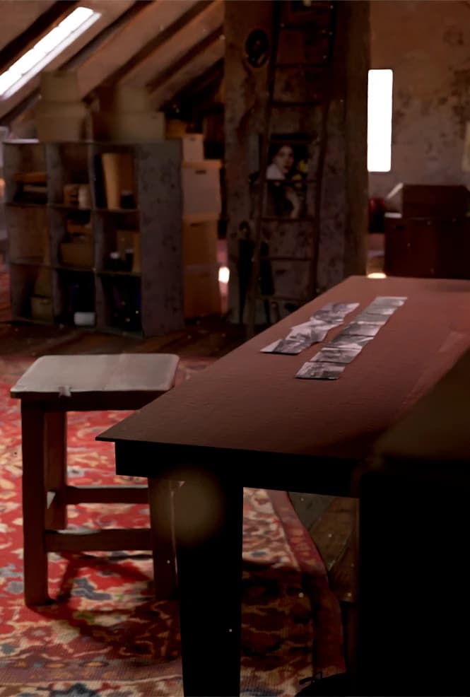 &why: lastseen game 3D render of a dusty attic