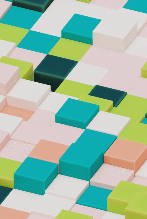 &why: GWH: Abstract 3d landscape with cubes in green and rose tones