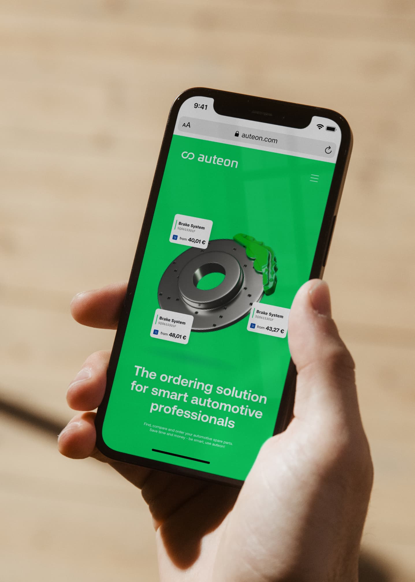 &why: auteon Website - Smartphone showing Intro screen of website