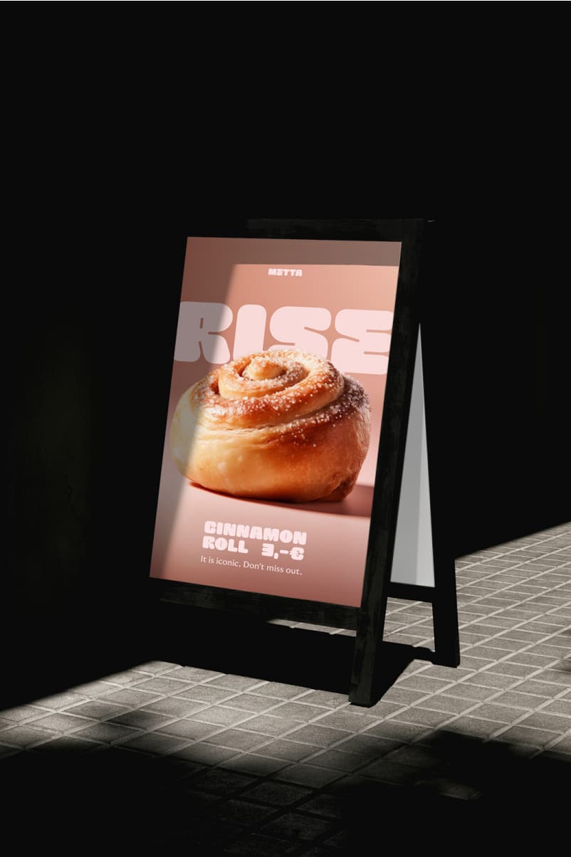 &why: metta coffee shop branding display